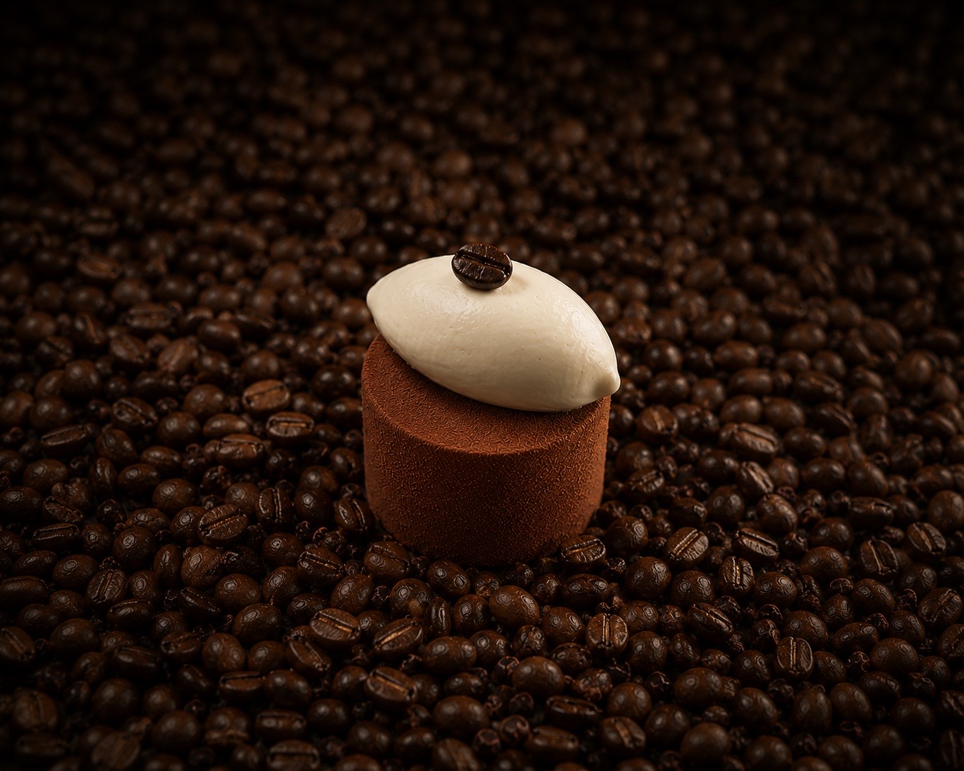 A plated tiramisu-style dessert with coffee cream.